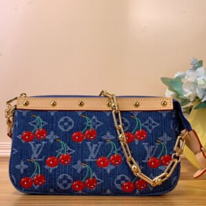 Top Original Order ✨ LV x TM POCHETTE ACCESSOIRES handbag m13994 denim cherry