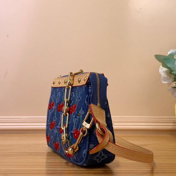Top Original Order ✨ LV x TM POCHETTE ACCESSOIRES handbag m13994 denim cherry - Image 2